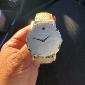 Authentic white movado unisex watch